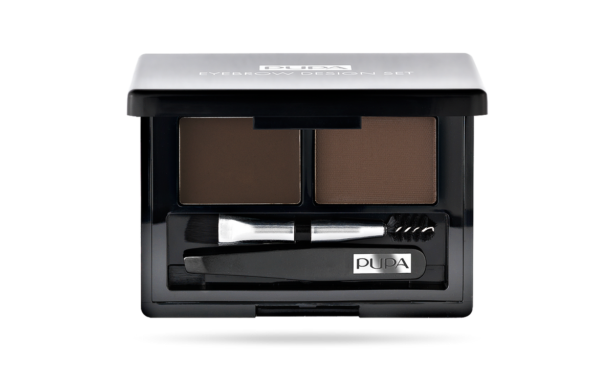 Pupa Eyebrow Design Set Perfect Eyebrow Set  Fixative Wax  Colr Pwdr Dark Brown