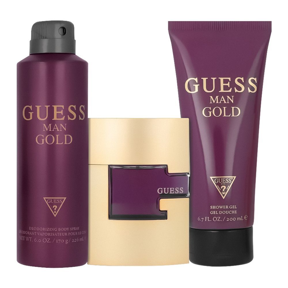 Guess Gold For Men Set EDT 75Ml+Body Spray 226Ml+Shower Gel 200Ml