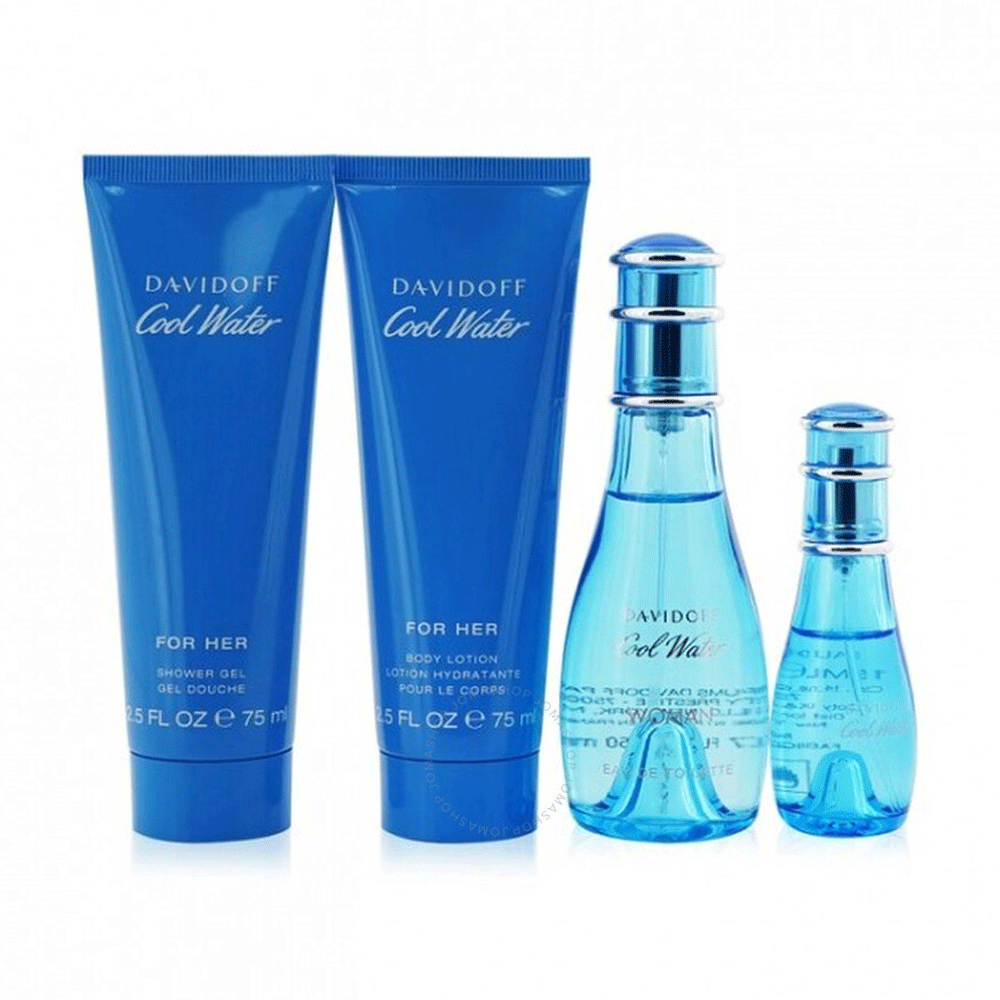 Davidoff Cool Water For Women Set EDT 50Ml+EDT 15Ml+Shower Gel 75Ml+B Lotion 75Ml